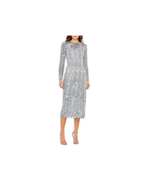 Mac Duggal Embellished Long-Sleeve Column Dress
