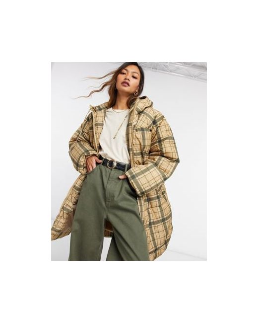 Weekday Rut recycled plaid padded jacket in