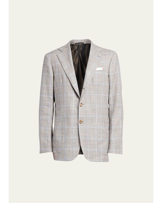 Kiton Cashmere-Blend Windowpane Suit