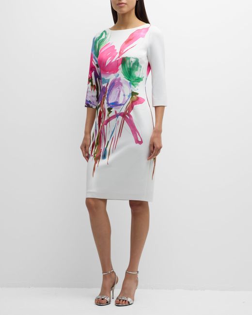 Rickie Freeman for Teri Jon Floral-Print Bodycon Scuba Dress