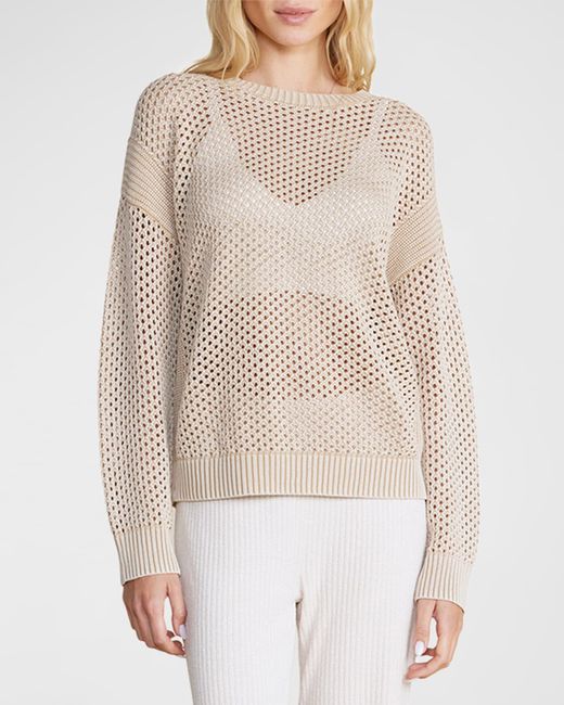 Barefoot Dreams Sunbleached Open-Stitch Cotton Pullover
