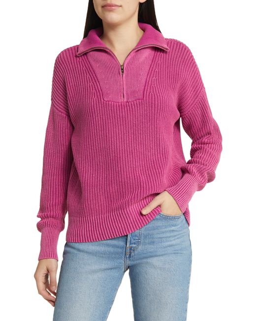 Faherty Sunwash Mariner Organic Cotton Quarter Zip Sweater