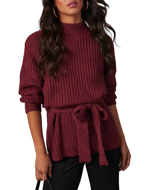 Vici Collection Wixson Rib Belted Mock Neck Sweater