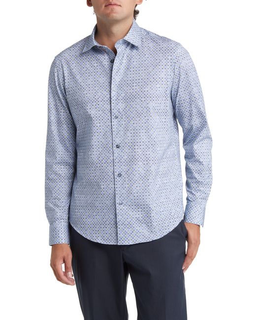 Bugatchi OoohCotton Geometric Print Button-Up Shirt in at Small