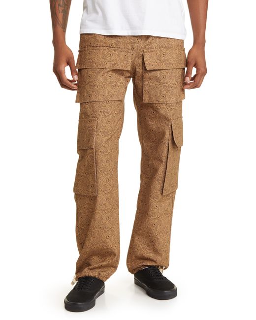 Krost Paisley Print Cotton Cargo Pants in at