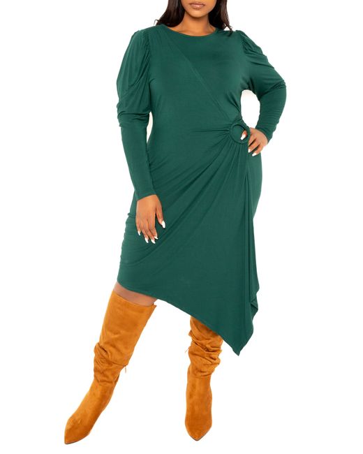 Buxom Couture Asymmetric Long Sleeve Dress in at