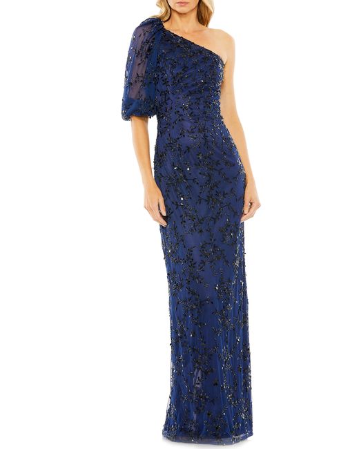 Mac Duggal Embellished Puff Sleeve One-Shoulder Gown in at