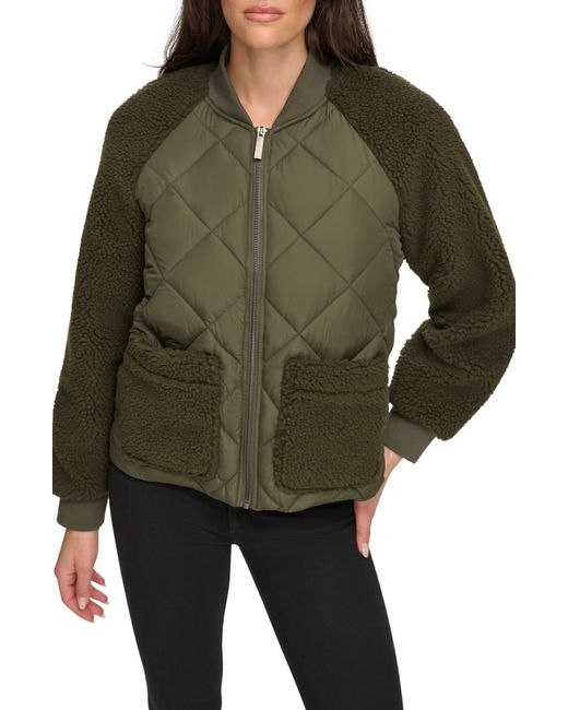 Andrew Marc Sport Mix Media Quilted Bomber Jacket in at