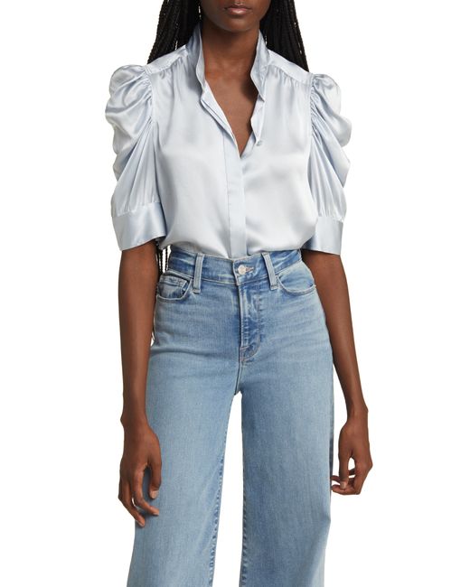 Frame Gillian Three-Quarter Sleeve Silk Button-Up Shirt