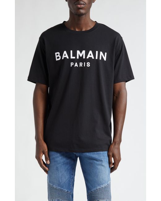Balmain Organic Cotton Logo Graphic T-Shirt Eab Black