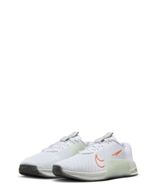 Nike Metcon 9 Training Shoe in White/Bright Mandarin at