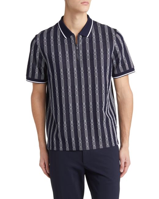 Ted Baker London Icken Regular Fit Cable Stripe Jacquard Zip Polo
