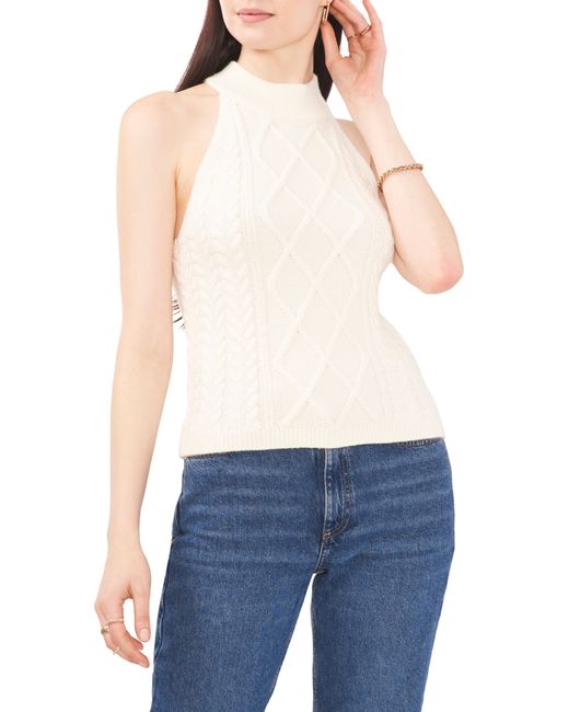 1.State Mixed Cable Sleeveless Cotton Blend Sweater in at