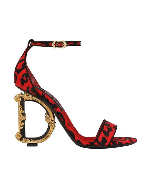 Dolce & Gabbana Leopard-print brocade sandals with baroque DG detail