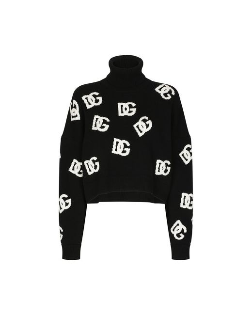 Dolce & Gabbana Cropped cashmere sweater with DG logo inlay