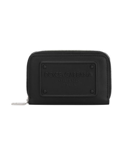 Dolce & Gabbana Small zip-around wallet in calfskin with raised logo