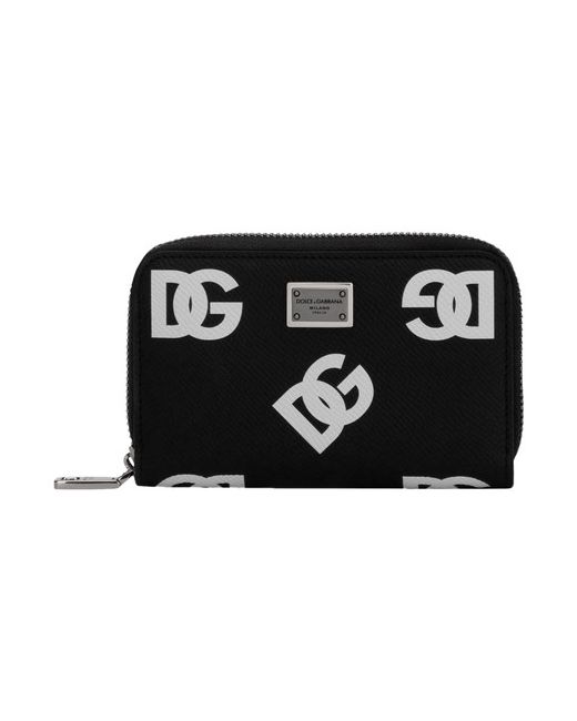Dolce & Gabbana Small calfskin zip-around wallet with all-over DG print