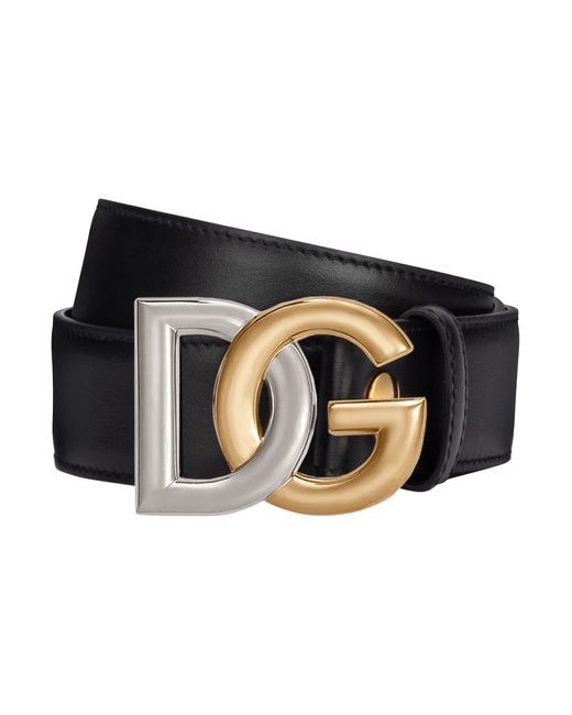 Dolce & Gabbana Calfskin belt with double-plated DG logo