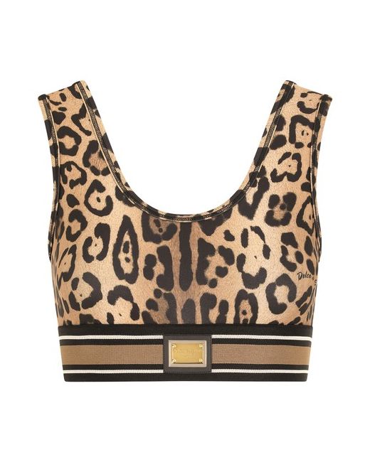 Dolce & Gabbana Leopard-print spandex/jersey crop top
