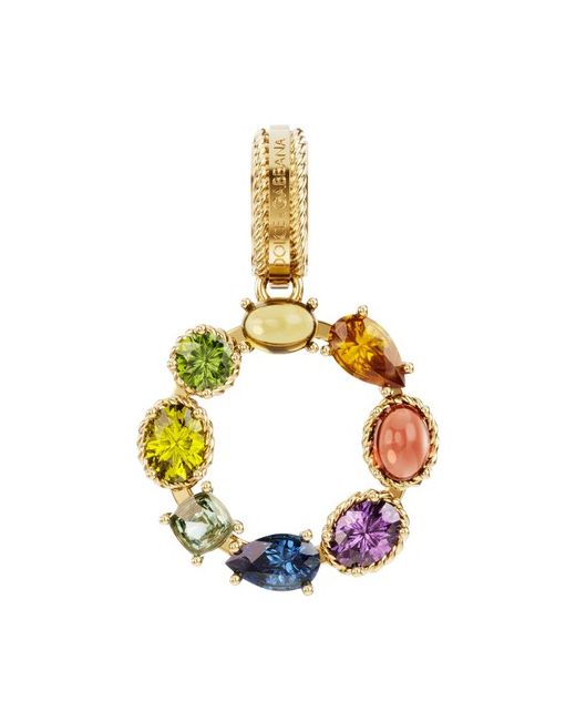 Dolce & Gabbana Rainbow alphabet O 18 kt yellow charm with multicolor fine gems