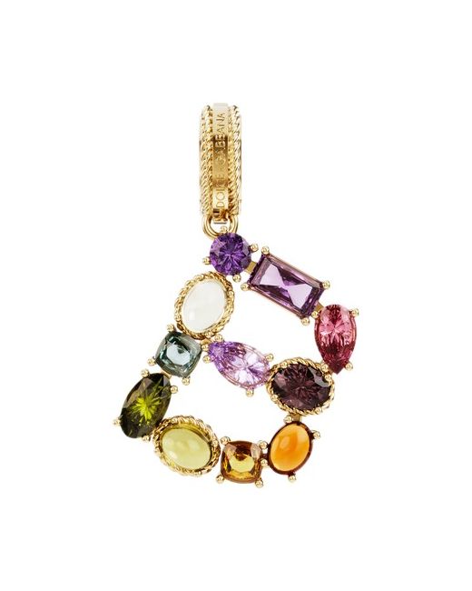 Dolce & Gabbana Rainbow alphabet B 18 kt yellow charm with multicolor fine gems