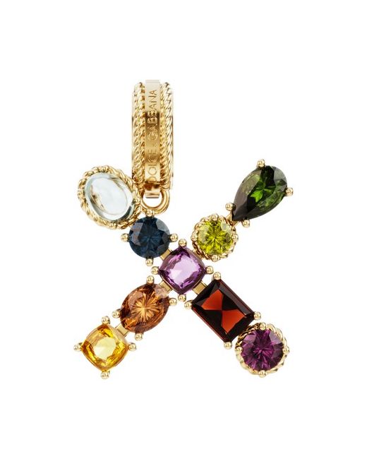 Dolce & Gabbana Rainbow alphabet X 18 kt yellow charm with multicolor fine gems