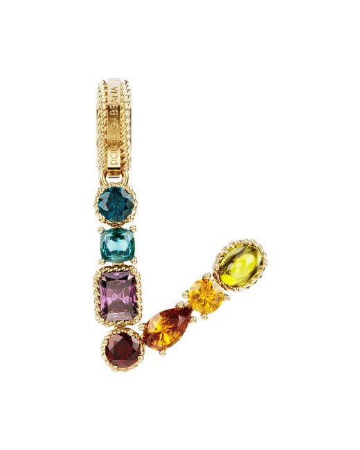 Dolce & Gabbana Rainbow alphabet V 18 kt yellow charm with multicolor fine gems