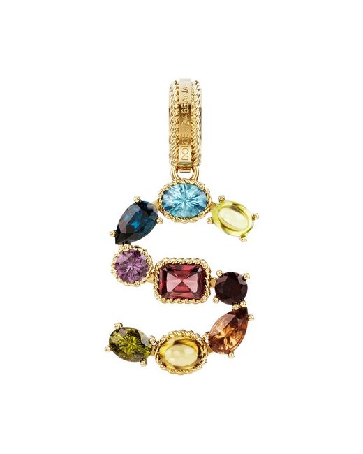 Dolce & Gabbana Rainbow alphabet S 18 kt yellow charm with multicolor fine gems