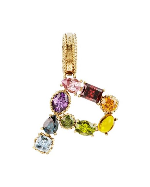 Dolce & Gabbana Rainbow alphabet P 18 kt yellow charm with multicolor fine gems