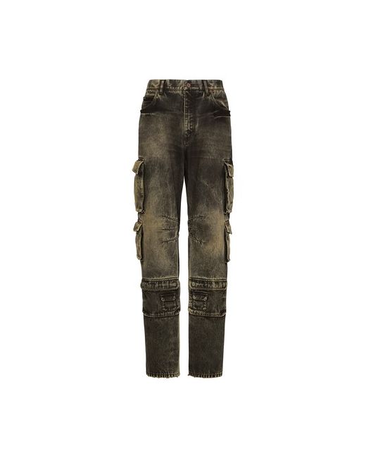 Dolce & Gabbana Overdyed and washed denim cargo jeans