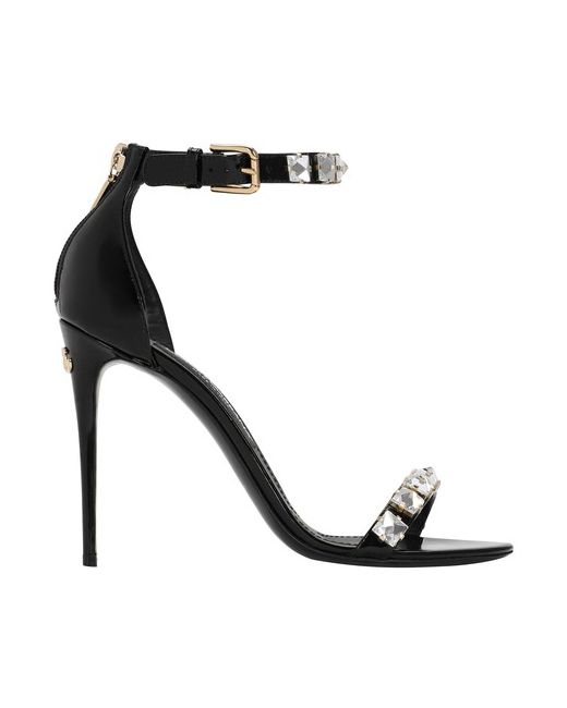 Dolce & Gabbana Polished calfskin sandals with rhinestones