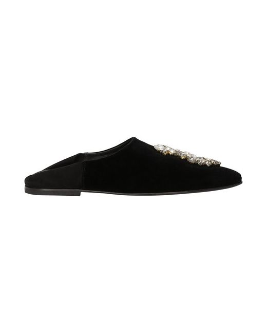 Dolce & Gabbana Velvet slippers with brooch embellishment