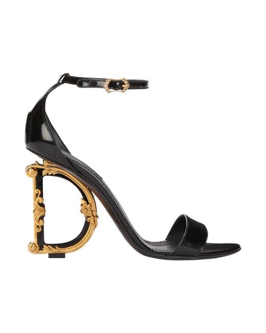 Dolce & Gabbana Polished calfskin sandals with DG baroque heel