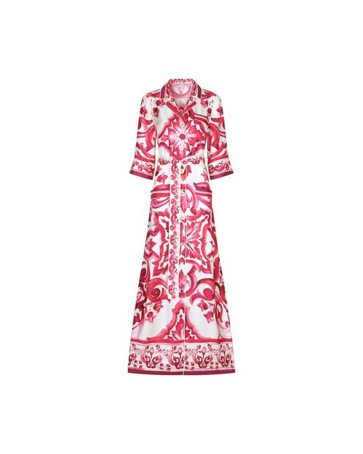 Dolce & Gabbana Long Maiolica Printed Twill Shirt Dress