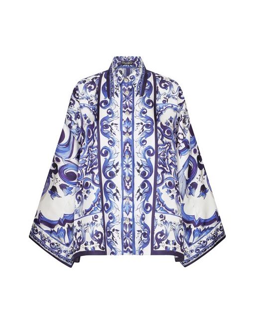 Dolce & Gabbana Maiolica Printed Twill Shirt With Slits