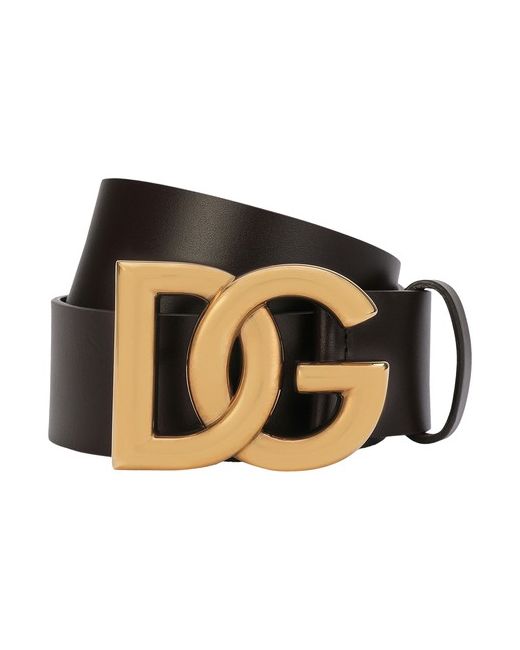 Dolce & Gabbana Lux leather belt with crossover DG logo buckle