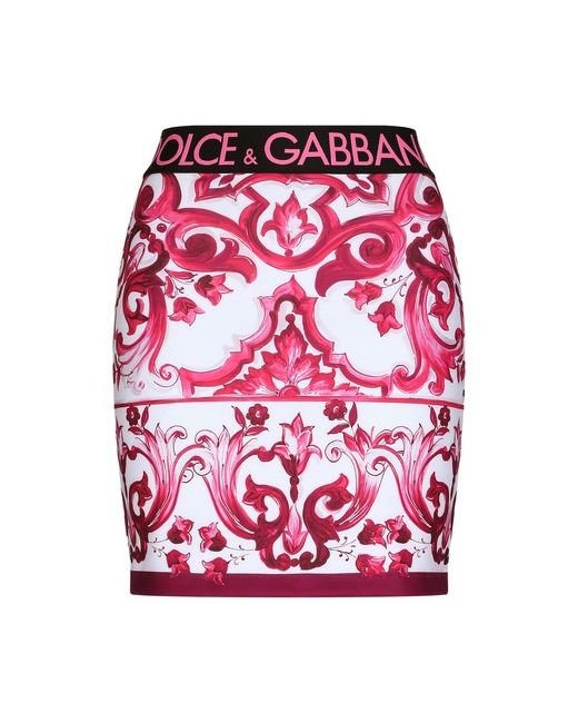 Dolce & Gabbana Short Technical Jersey Maiolica Printed Skirt