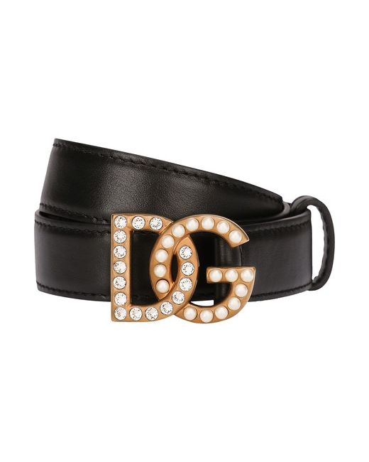 Dolce & Gabbana Calfskin belt with bejeweled DG logo