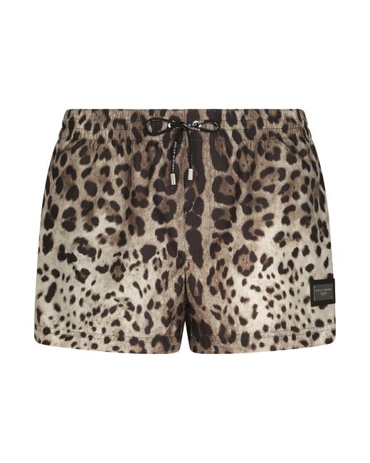 Dolce & Gabbana Short swim trunks with leopard print