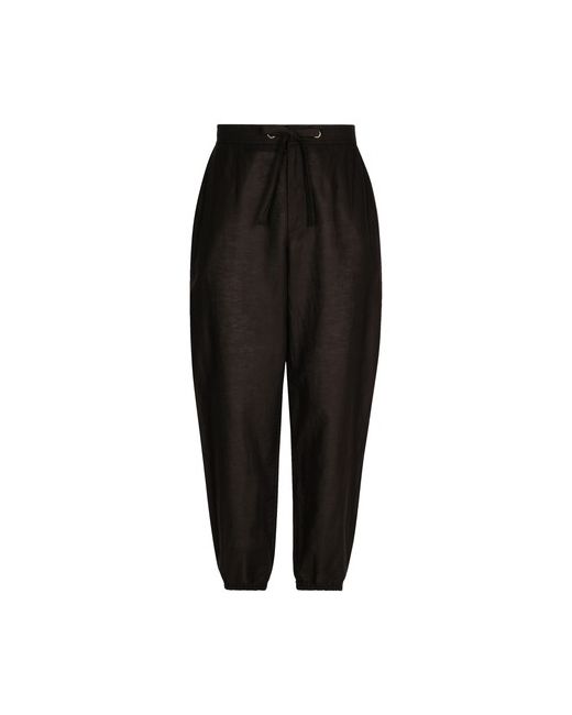 Dolce & Gabbana Linen and Cotton Jogging Pants with Logo Label