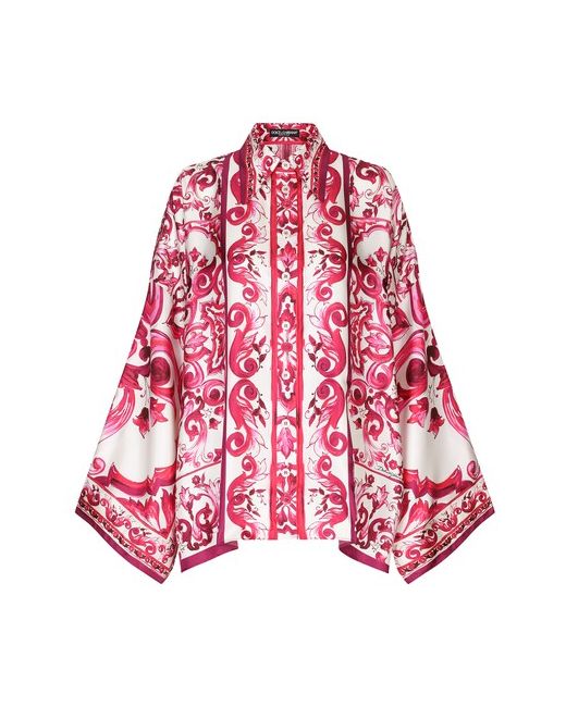 Dolce & Gabbana Maiolica Printed Twill Shirt With Slits