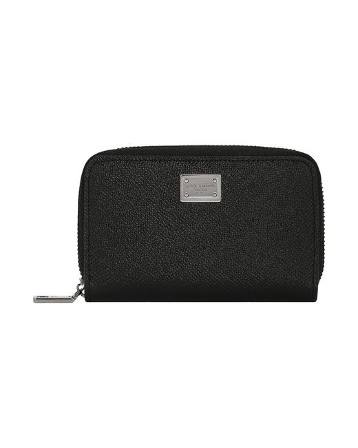 Dolce & Gabbana Small calfskin zip-around wallet with logo tag
