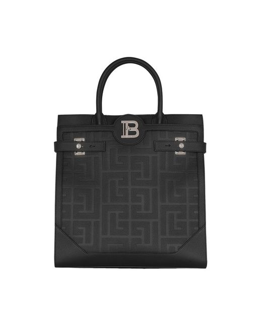 Balmain B-Buzz 36 tote bag in monogram canvas and leather