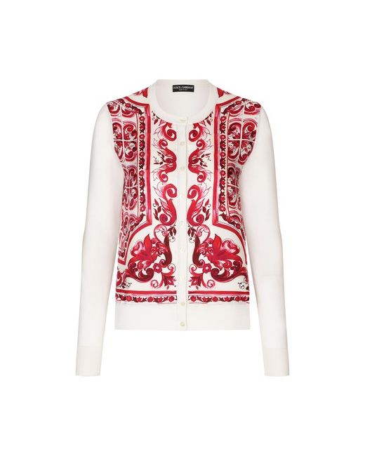 Dolce & Gabbana Silk and Twill Maiolica Print Cardigan