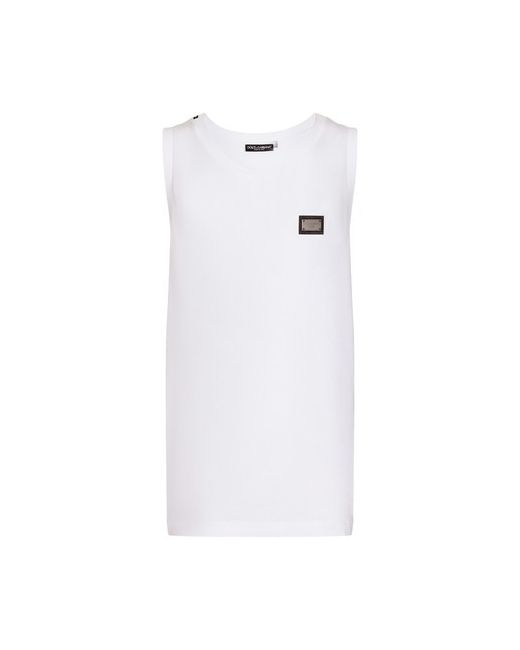 Dolce & Gabbana Jersey Tank Top with Logo Plaque