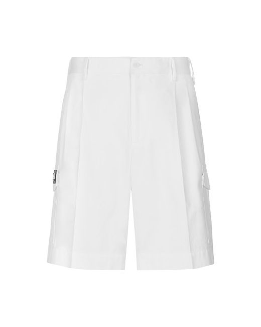 Dolce & Gabbana Cotton Gabardine Cargo Bermuda Shorts with Logo Plaque