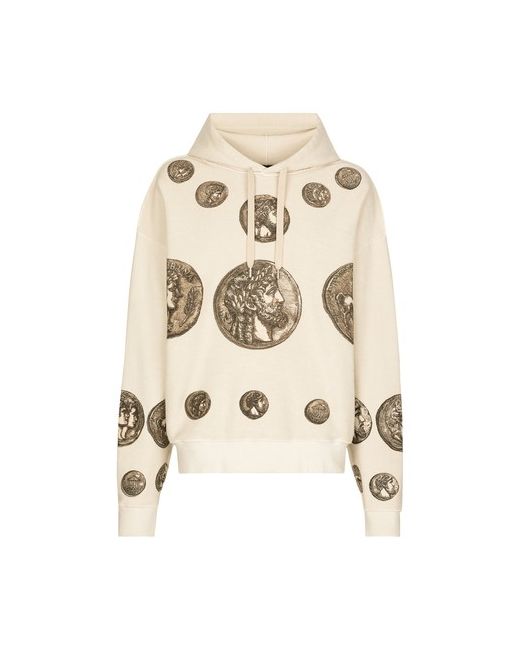 Dolce & Gabbana Reverse Jersey Hoodie with Hood and Coin Print