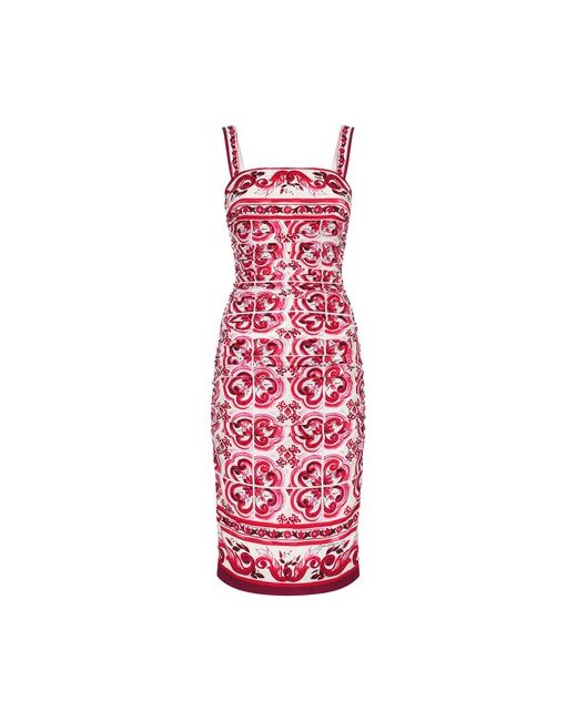 Dolce & Gabbana Midi Dress in Majolica Print Charmuse