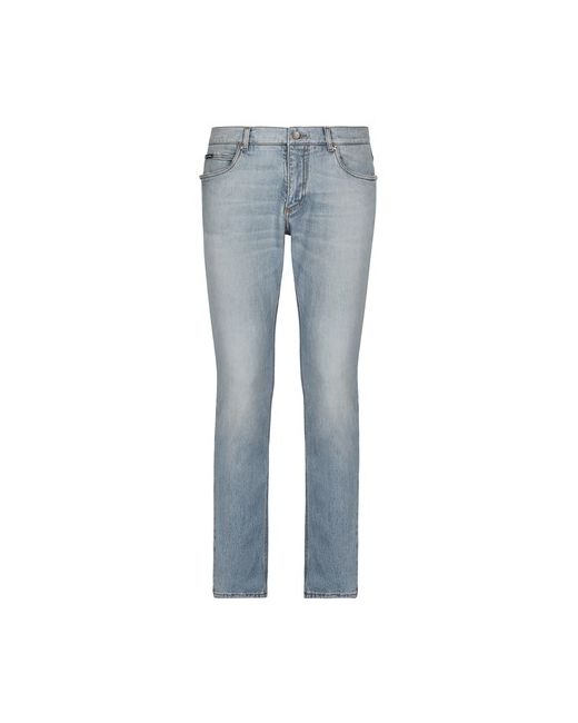 Dolce & Gabbana Regular fit washed stretch denim jeans with abrasions