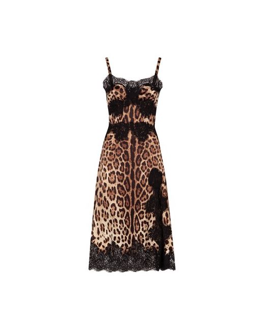 Dolce & Gabbana Satin midi lingerie-style dress with lace trims